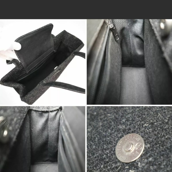 🥳HP🥳Kate Spade Wool Tote Bag Black Gray Silver - Picture 10 of 10